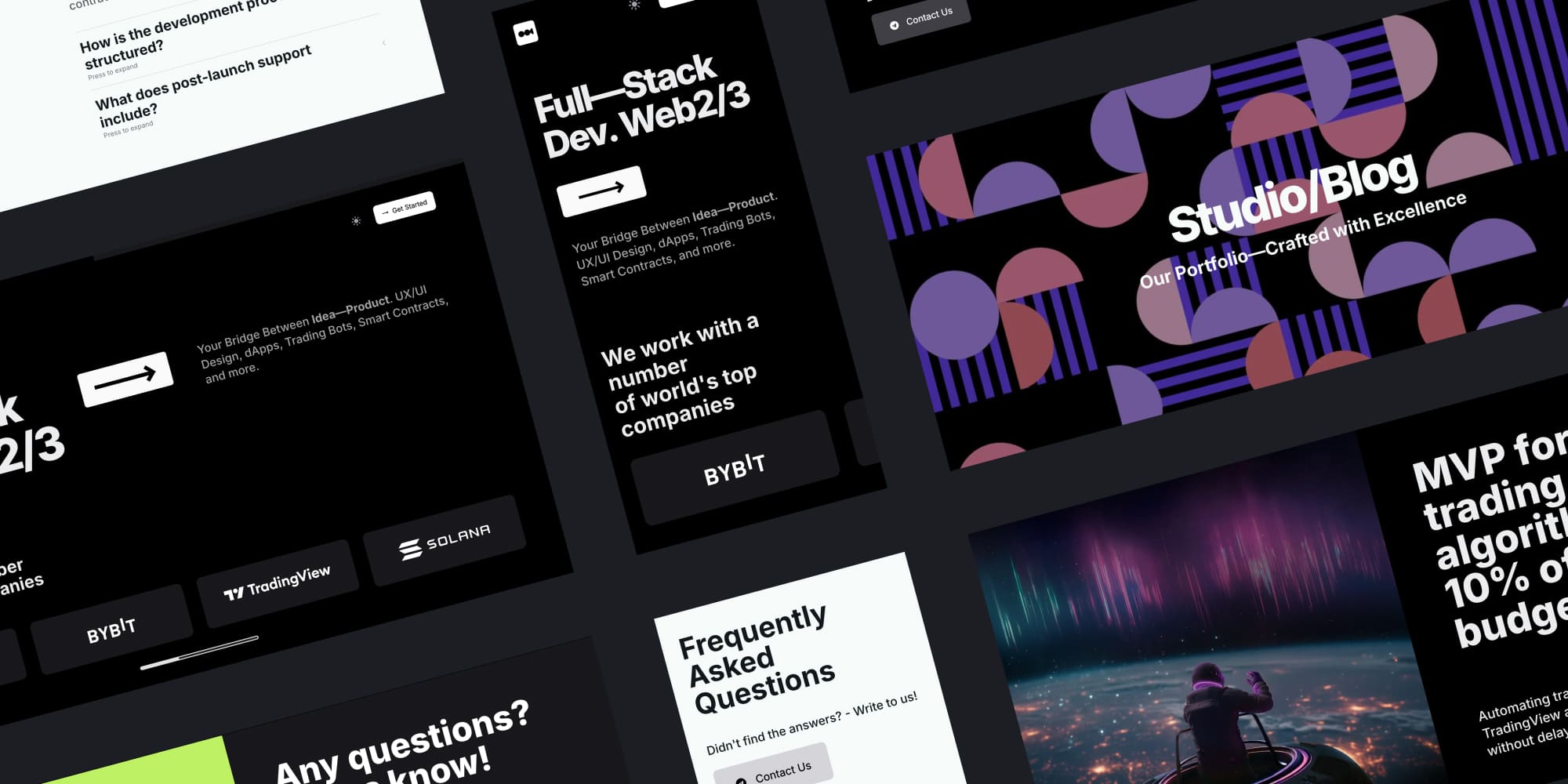 Marcius Studio homepage: responsive design showing mobile and desktop layouts